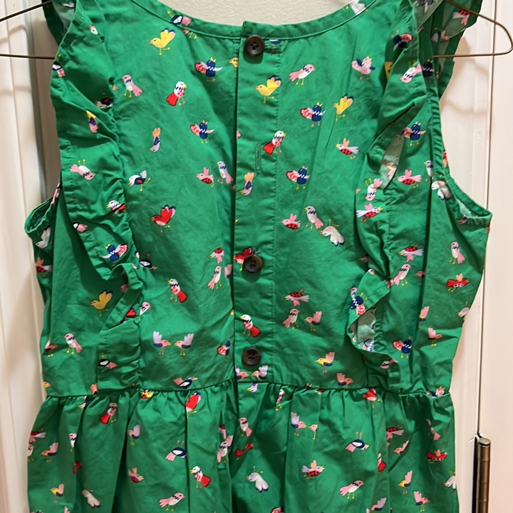Hanna Anderson girls 14 top green w birds cotton ruffles - Picture 7 of 7